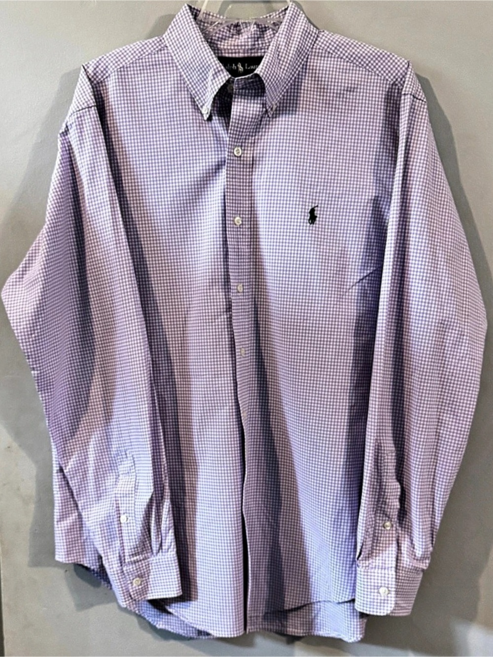 Ralph Lauren Gingham Button Down in Purple & White Large